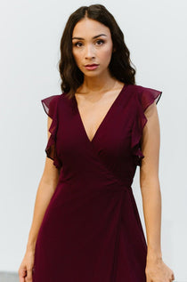 Saya Wrap Maxi Dress | Burgundy ...